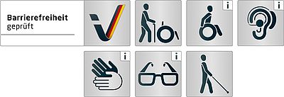 Reisen für alle Piktogramme der Barrierefreiheit